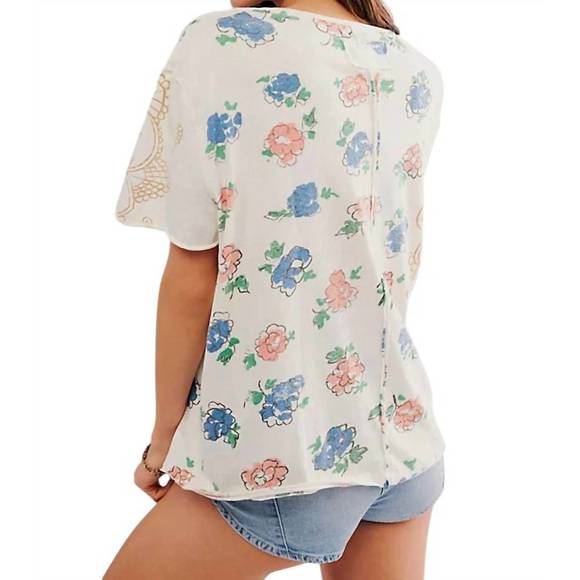 NEW FREE PEOPLE boheme tee in ivory combo - Picture 2 of 2